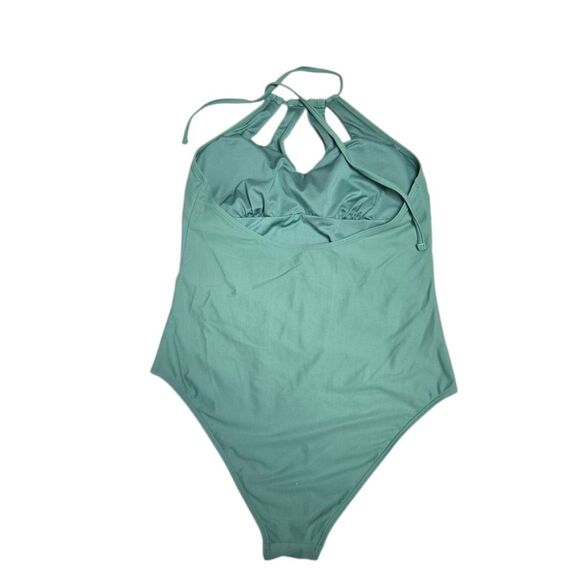 CUPSHE Seaside Holiday green high neck cutout one piece swimsuit L - Picture 4 of 13